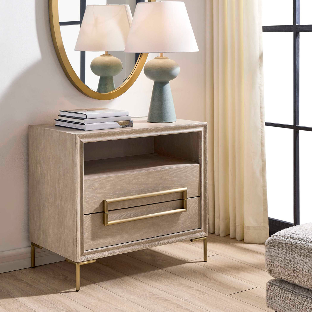   Light Oak 2-Drawer Side Table | Oroa.com