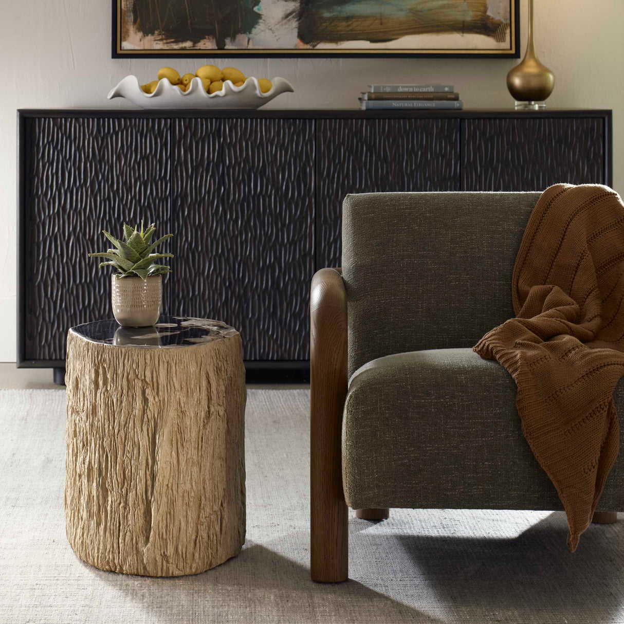   Modern European furniture - Petrified Wood Indoor/Outdoor Accent Table - www.oroa.com | Oroa.com