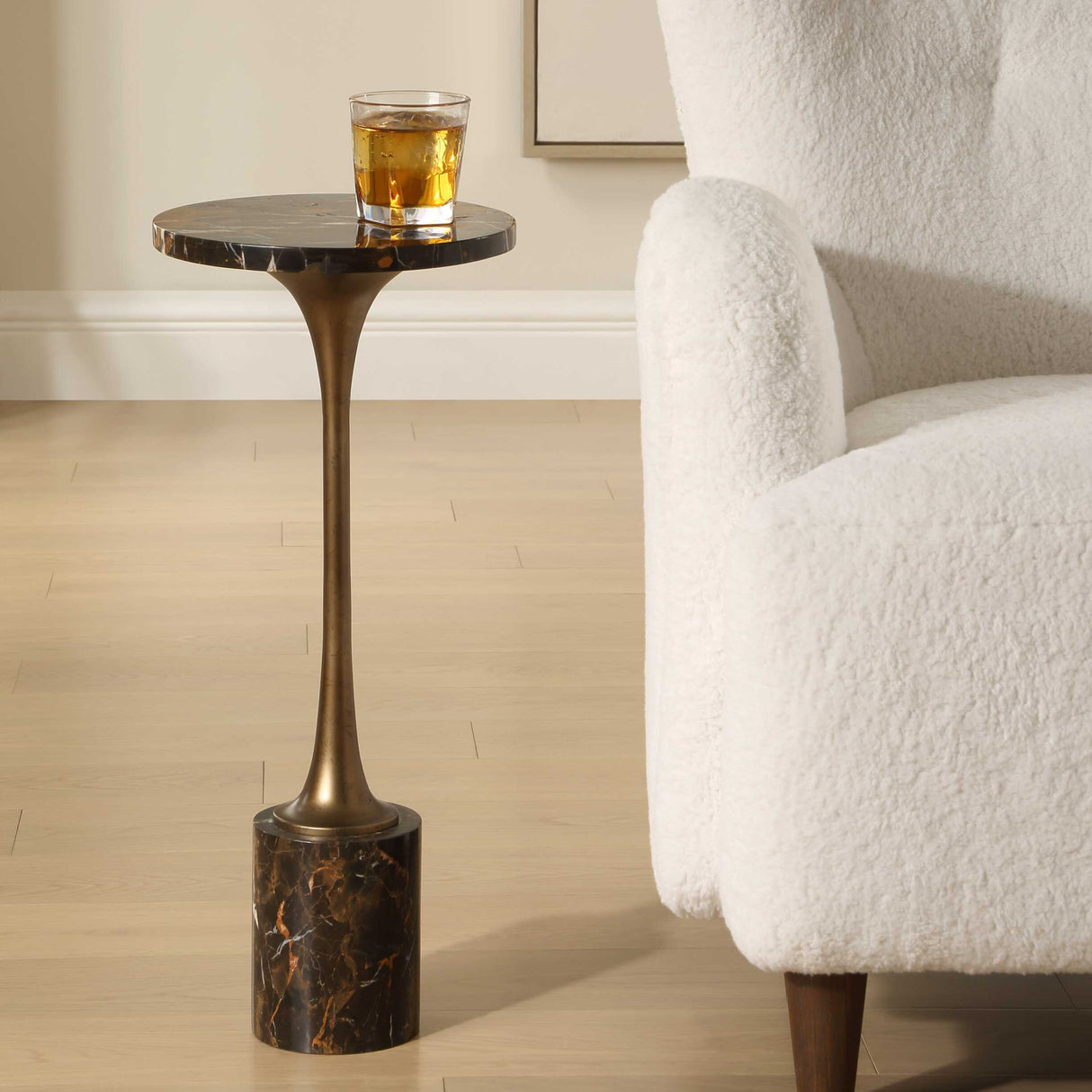   Modern European furniture - Black Marble Pedestal Drink Table - www.oroa.com | Oroa.com