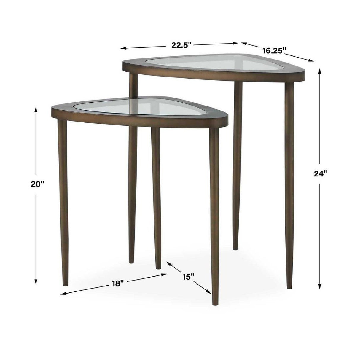   Modern European furniture - Triangular Glass Nesting Accent Tables (2) - www.oroa.com | Oroa.com