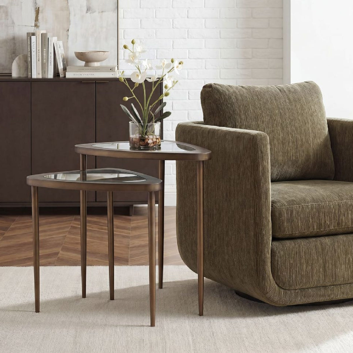   Modern European furniture - Triangular Glass Nesting Accent Tables (2) - www.oroa.com | Oroa.com