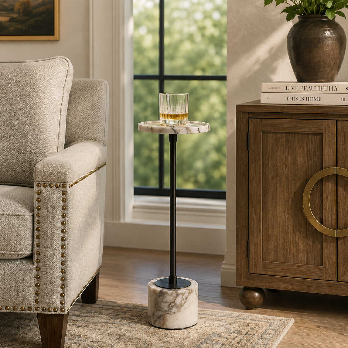   Modern European furniture - White Marble Round Drink Table - www.oroa.com | Oroa.com