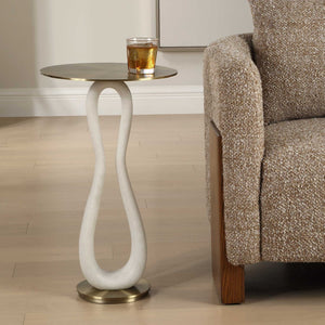   White Stone Hourglass Accent Table | Oroa.com