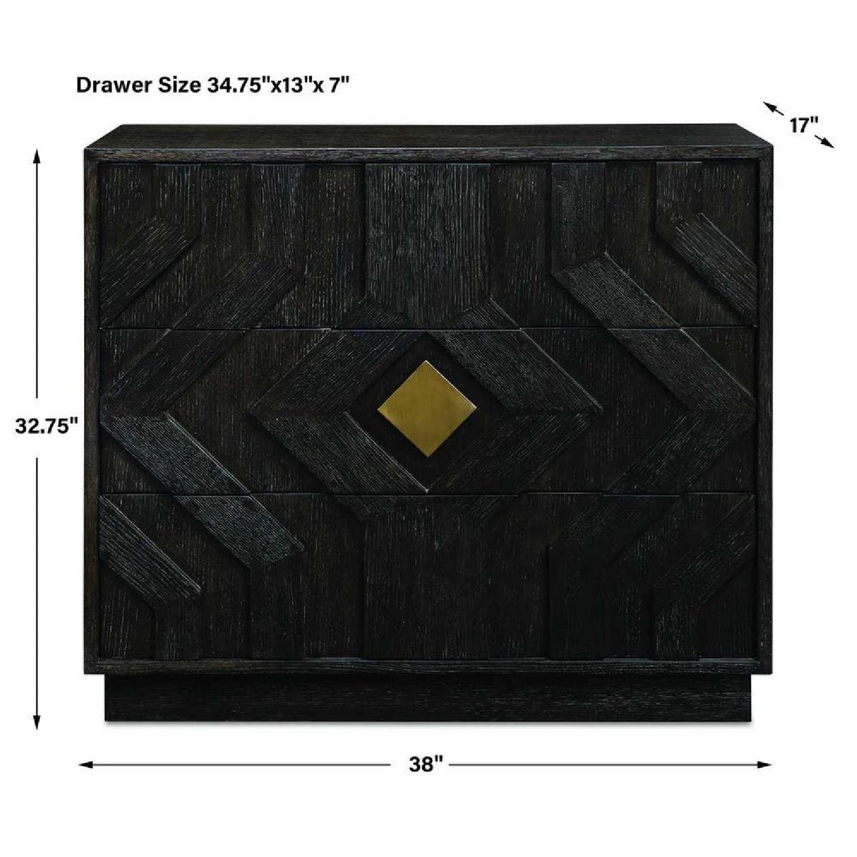   Modern European furniture - Black Oak Chevron 3-Drawer Chest - www.oroa.com | Oroa.com