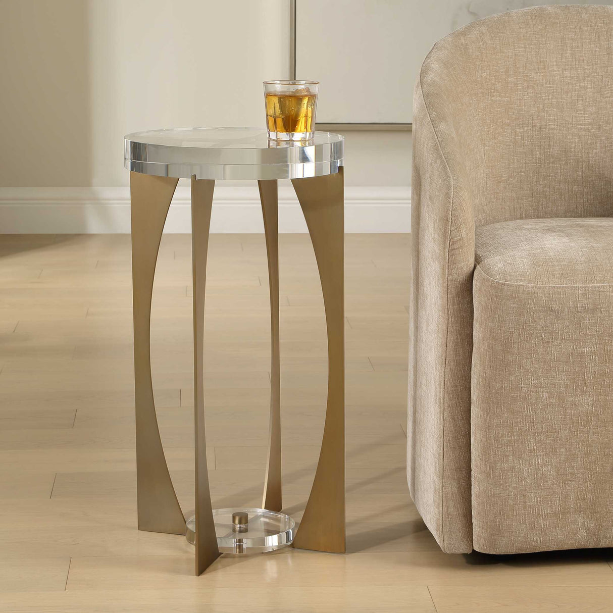   Brass Open-Frame Crystal Accent Table | Oroa.com