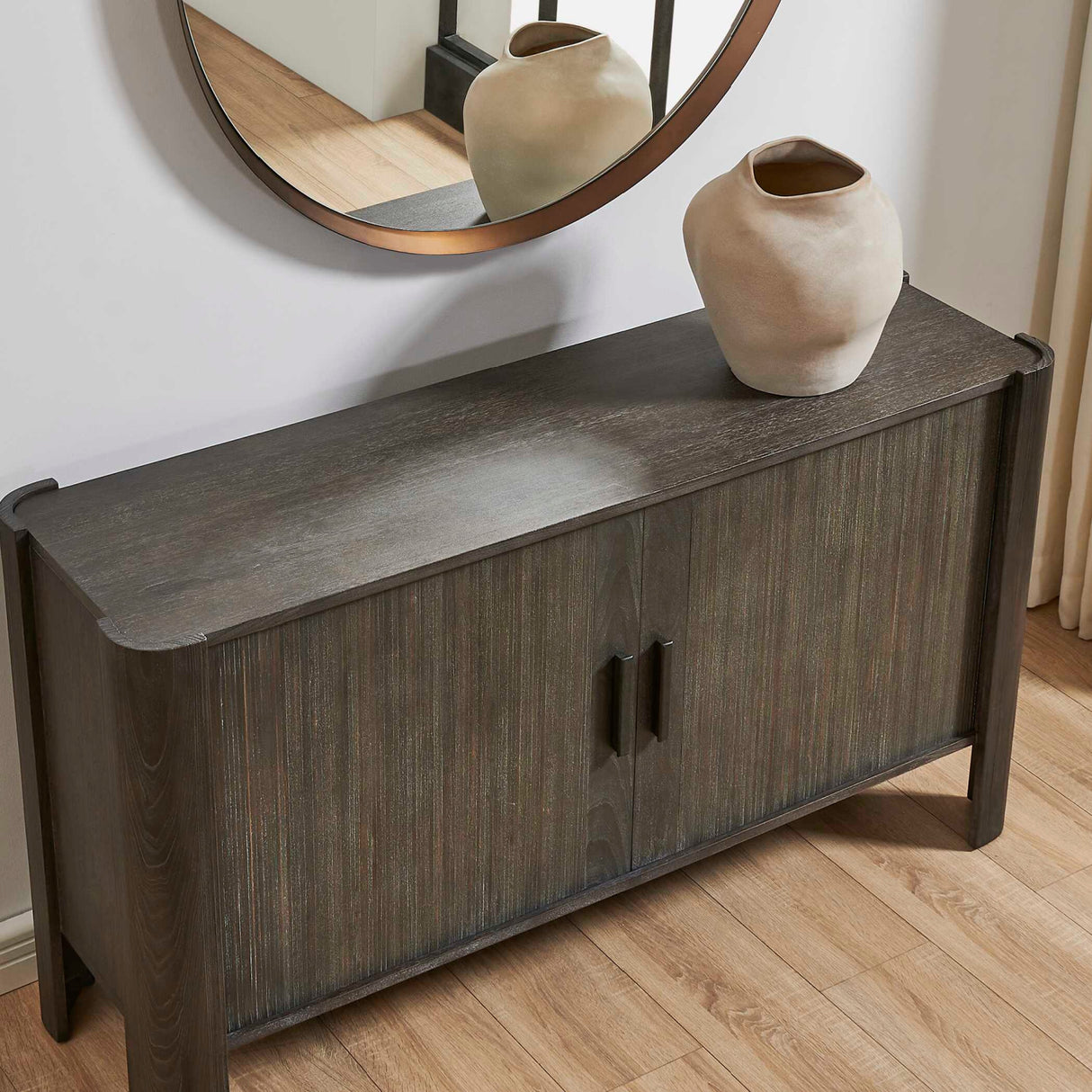   Modern European furniture - Gray Wooden Sliding Door Cabinet - www.oroa.com | Oroa.com