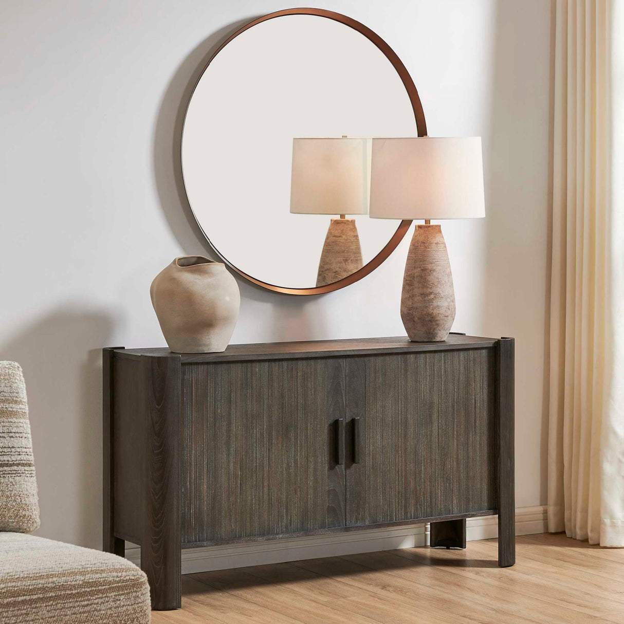   Modern European furniture - Gray Wooden Sliding Door Cabinet - www.oroa.com | Oroa.com