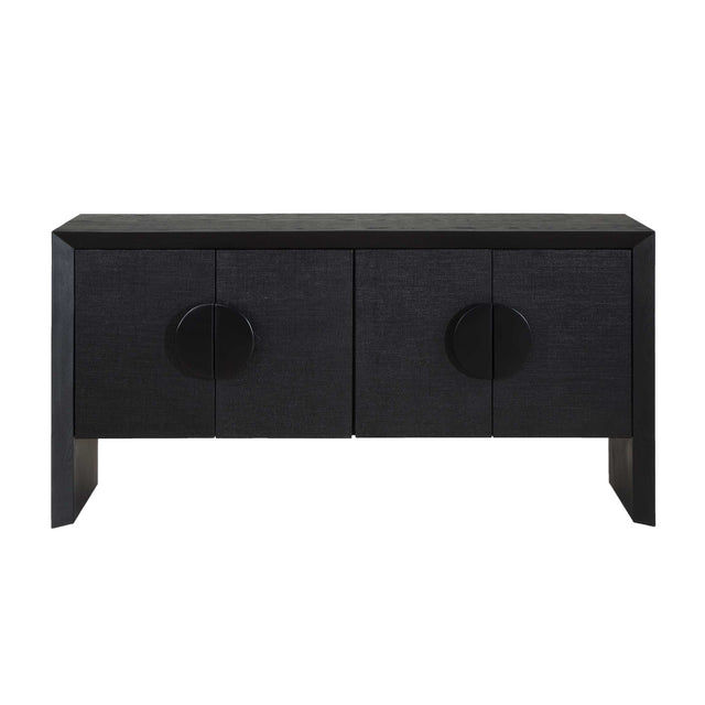 Modern European furniture - Black Grasscloth 4-Door Cabinet - www.oroa.com