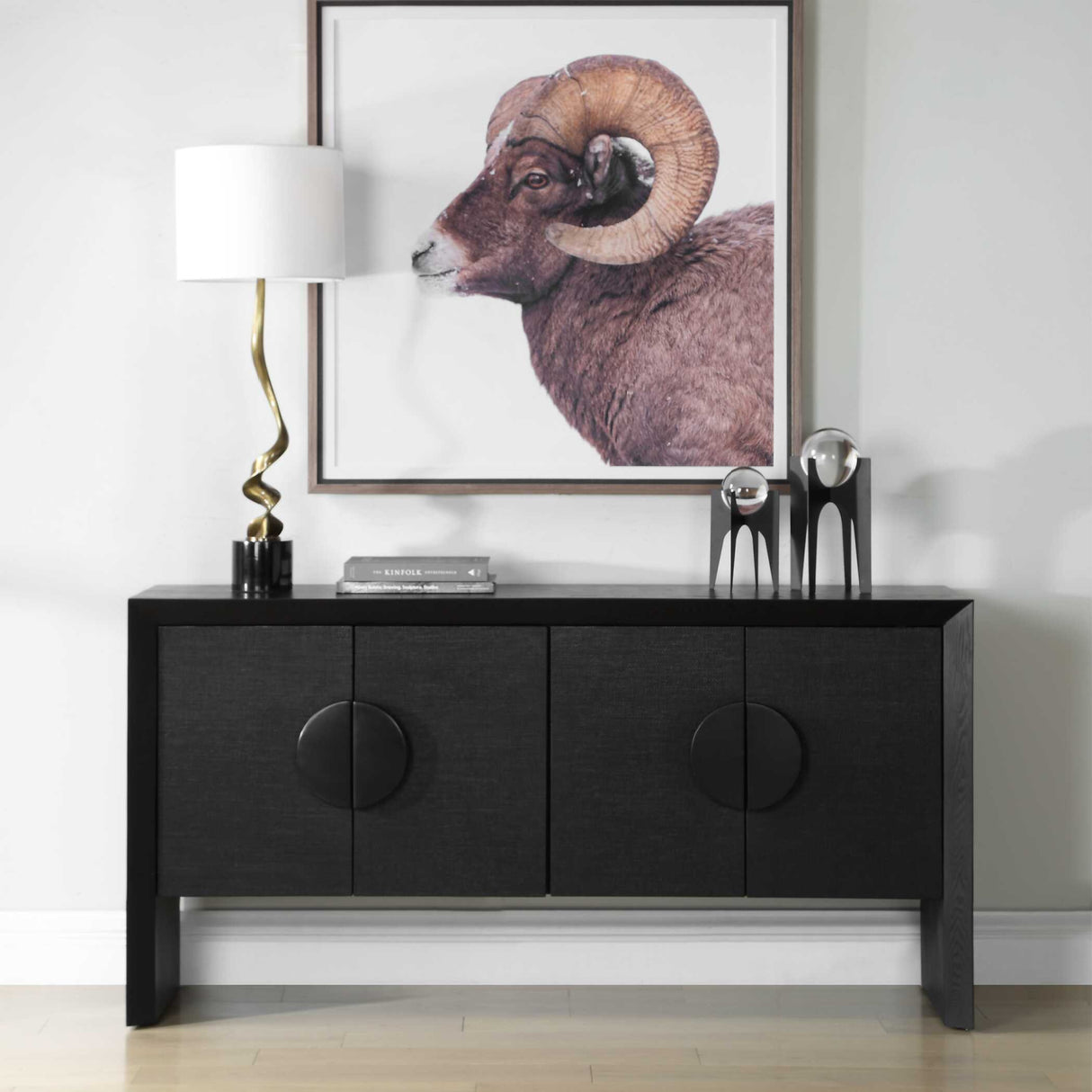   Modern European furniture - Black Grasscloth 4-Door Cabinet - www.oroa.com | Oroa.com