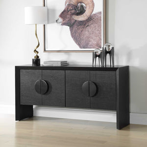   Modern European furniture - Black Grasscloth 4-Door Cabinet - www.oroa.com | Oroa.com