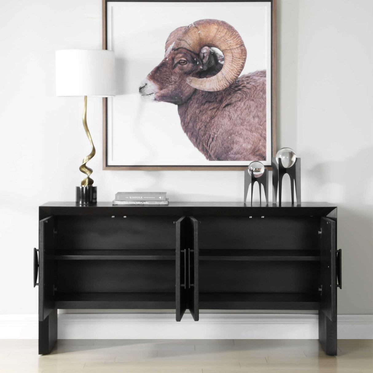   Modern European furniture - Black Grasscloth 4-Door Cabinet - www.oroa.com | Oroa.com