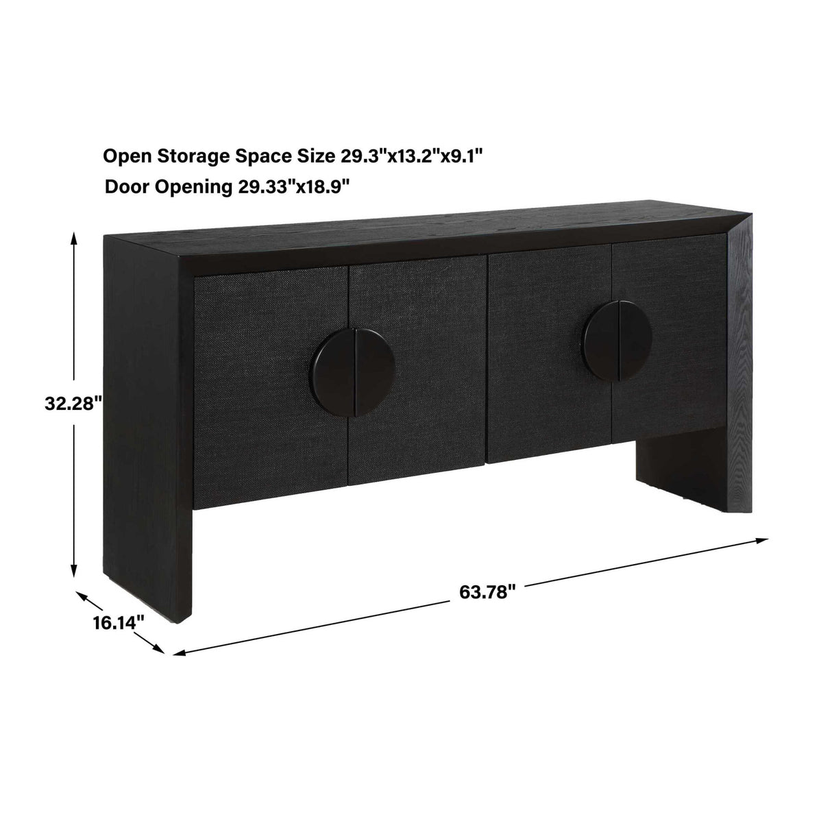   Modern European furniture - Black Grasscloth 4-Door Cabinet - www.oroa.com | Oroa.com