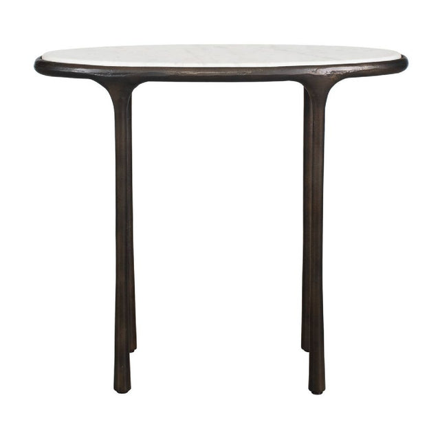 Modern European furniture - White Marble Oval Accent Table - www.oroa.com