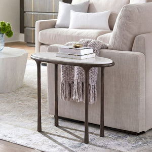   Modern European furniture - White Marble Oval Accent Table - www.oroa.com | Oroa.com