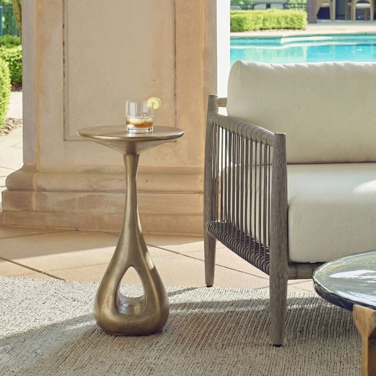   Modern European furniture - Antique Brass Indoor/Outdoor Accent Table - www.oroa.com | Oroa.com