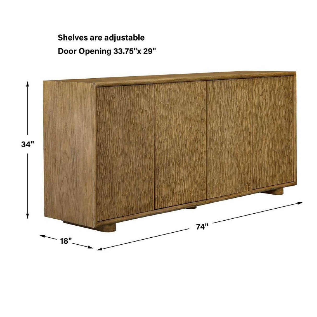   Natural Mindi Wood 4-Door Cabinet | Oroa.com