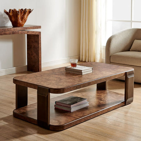   Modern European furniture - Mappa Burl Rectangular Coffee Table - www.oroa.com | Oroa.com