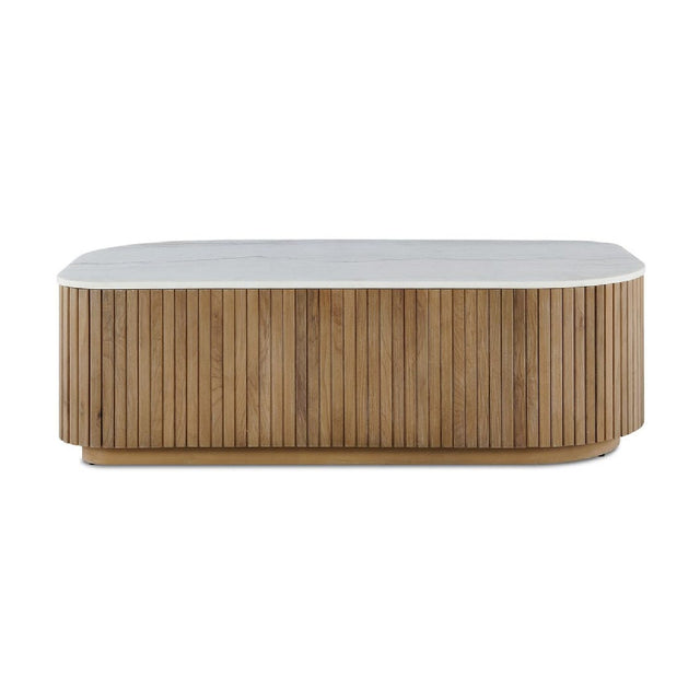 Modern European furniture - Reeded Base Marble Coffee Table - www.oroa.com