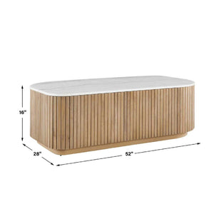   Modern European furniture - Reeded Base Marble Coffee Table - www.oroa.com | Oroa.com