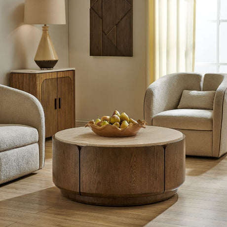  Modern European furniture - Travertine Round Coffee Table - www.oroa.com | Oroa.com