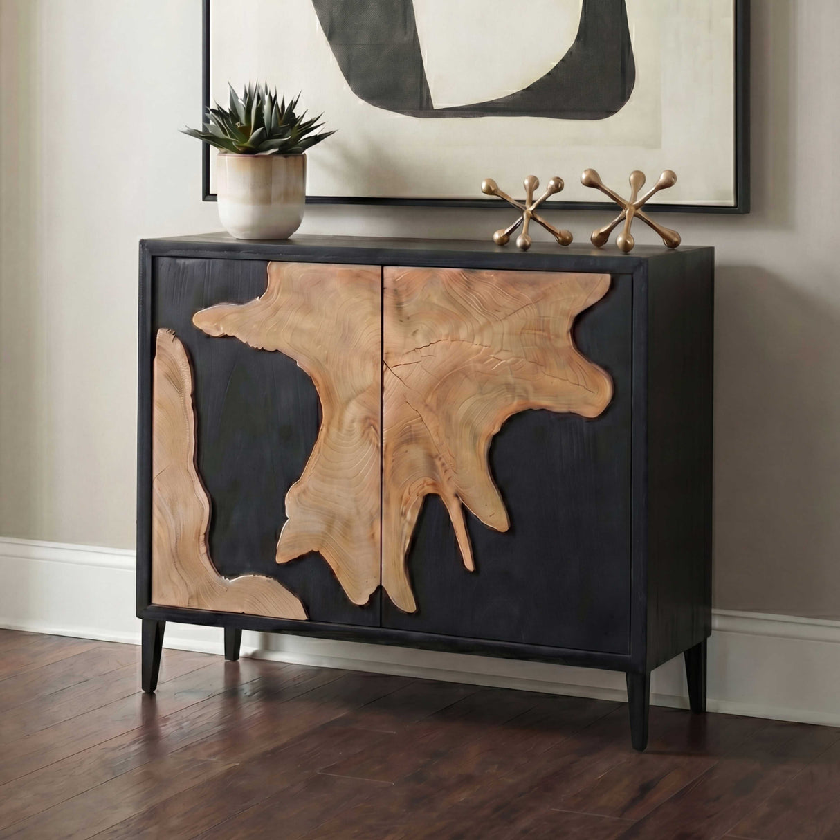   Modern European furniture - Black Wooden 2-Door Cabinet - www.oroa.com | Oroa.com