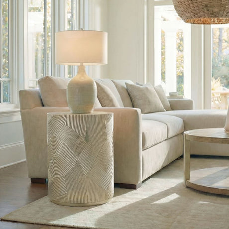   Modern European furniture - Gold Leaf Cylindrical Accent Table - www.oroa.com | Oroa.com