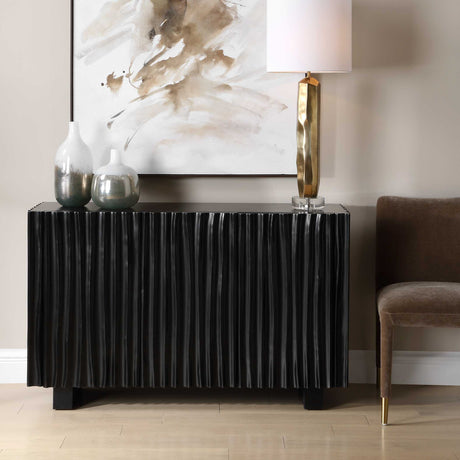   Modern European furniture - Black Carved Wooden 3-Door Cabinet - www.oroa.com | Oroa.com