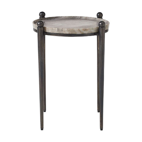   Modern European furniture - Bronze Framed Travertine Accent Table - www.oroa.com | Oroa.com