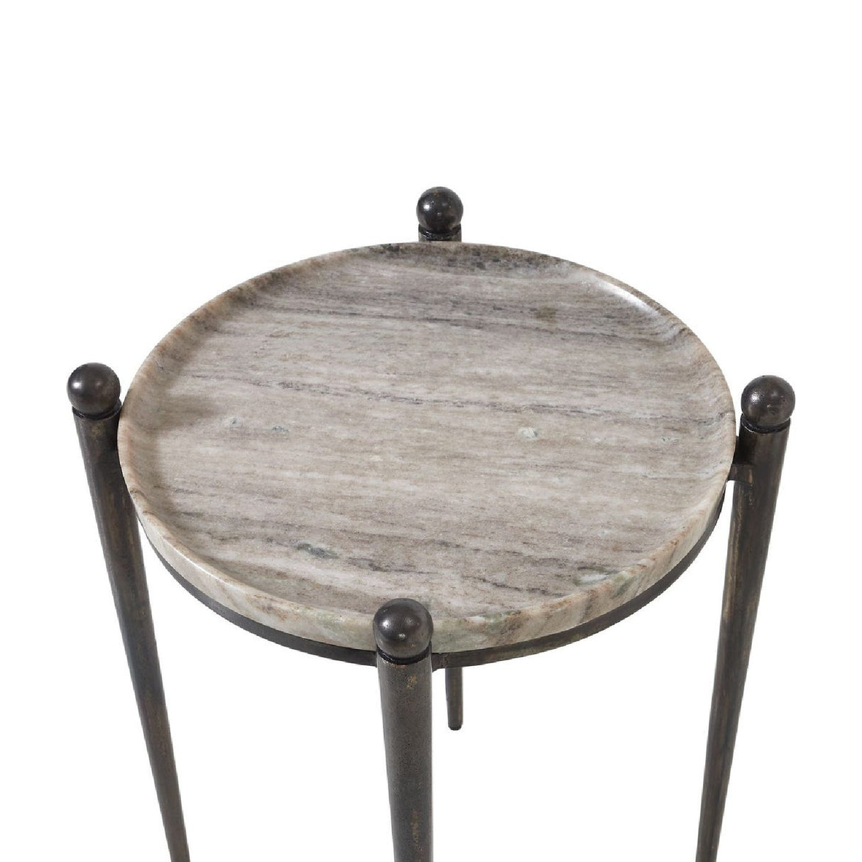   Modern European furniture - Bronze Framed Travertine Accent Table - www.oroa.com | Oroa.com