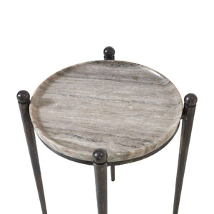   Modern European furniture - Bronze Framed Travertine Accent Table - www.oroa.com | Oroa.com