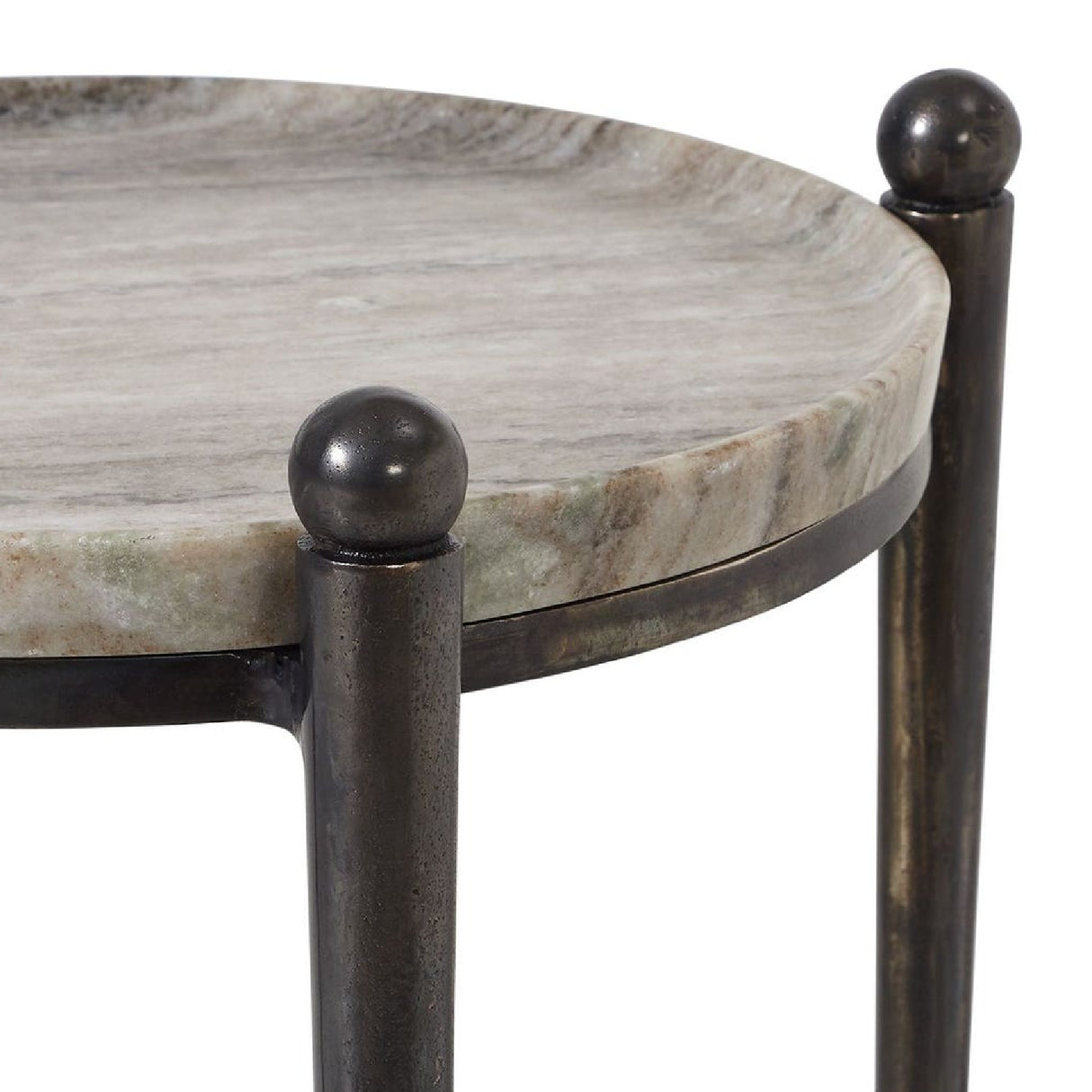   Modern European furniture - Bronze Framed Travertine Accent Table - www.oroa.com | Oroa.com