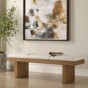   Modern European furniture - Wood Framed White Boucle Bench - www.oroa.com | Oroa.com