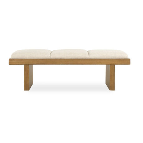   Modern European furniture - Wood Framed White Boucle Bench - www.oroa.com | Oroa.com