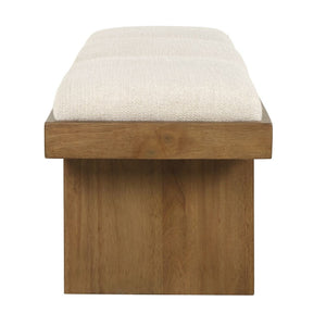   Modern European furniture - Wood Framed White Boucle Bench - www.oroa.com | Oroa.com