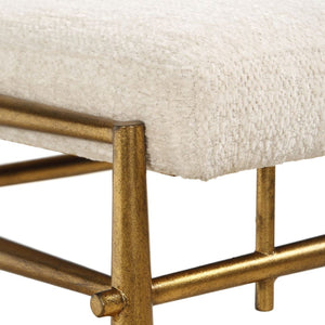   Modern European furniture - White Chenille Bench S - www.oroa.com | Oroa.com