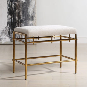   Modern European furniture - White Chenille Bench S - www.oroa.com | Oroa.com