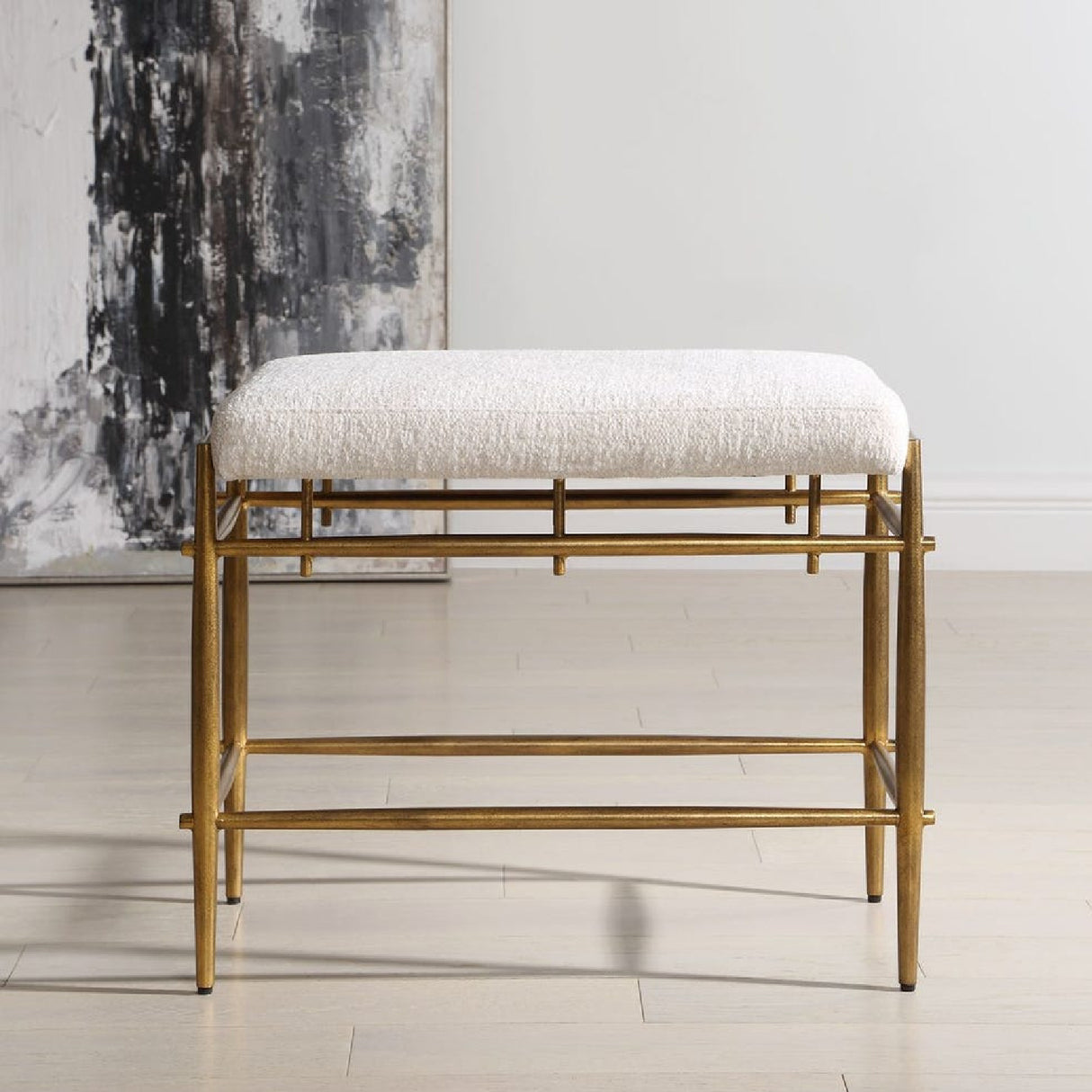   Modern European furniture - White Chenille Bench S - www.oroa.com | Oroa.com