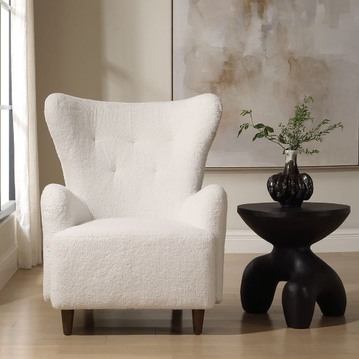  White Sheepskin Wingback Lounge Chair | Oroa.com