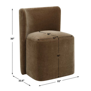   Brown Velvet Caster Dining Chair | Oroa.com