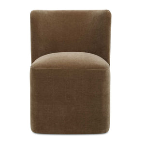   Brown Velvet Caster Dining Chair | Oroa.com