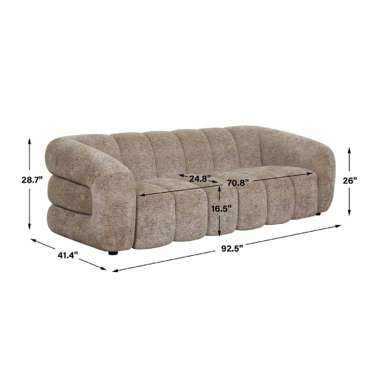   Modern European furniture - Beige Chenille Channeled Sofa - www.oroa.com | Oroa.com