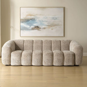   Modern European furniture - Beige Chenille Channeled Sofa - www.oroa.com | Oroa.com