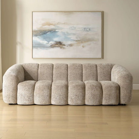   Modern European furniture - Beige Chenille Channeled Sofa - www.oroa.com | Oroa.com