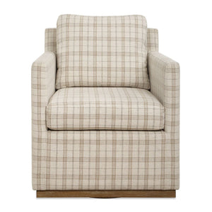   Modern European furniture - Beige Plaid Linen Swivel Chair - www.oroa.com | Oroa.com
