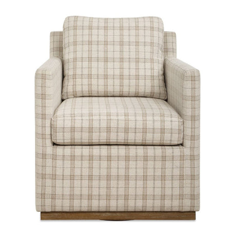   Modern European furniture - Beige Plaid Linen Swivel Chair - www.oroa.com | Oroa.com