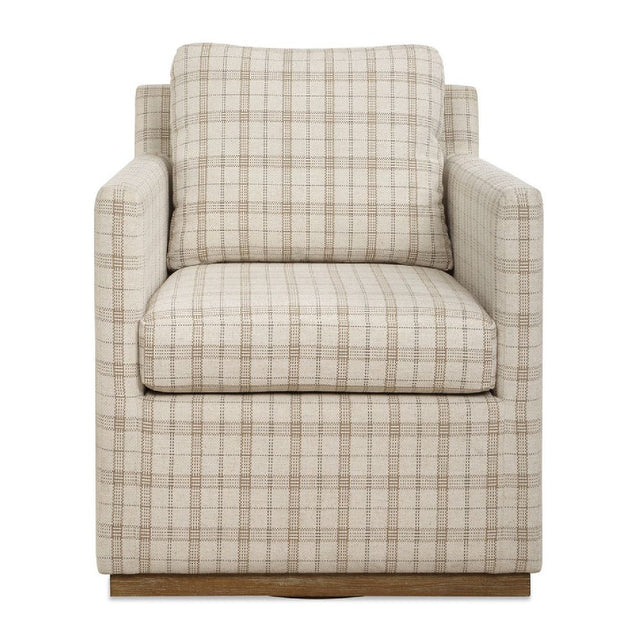 Modern European furniture - Beige Plaid Linen Swivel Chair - www.oroa.com