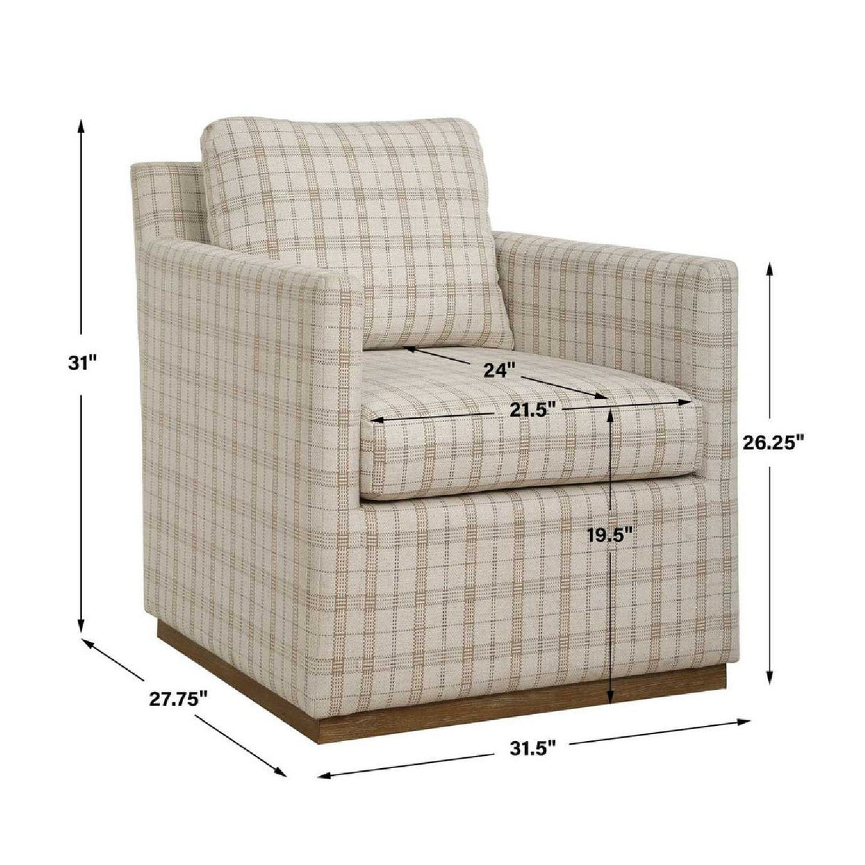   Modern European furniture - Beige Plaid Linen Swivel Chair - www.oroa.com | Oroa.com