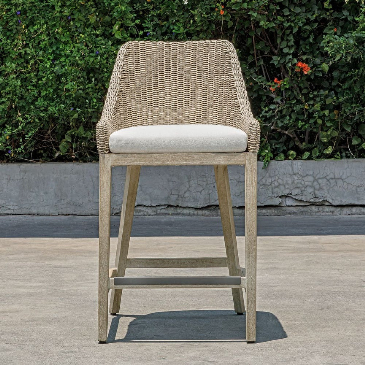   Modern European furniture - Beige Wicker Outdoor Counter Stool - www.oroa.com | Oroa.com