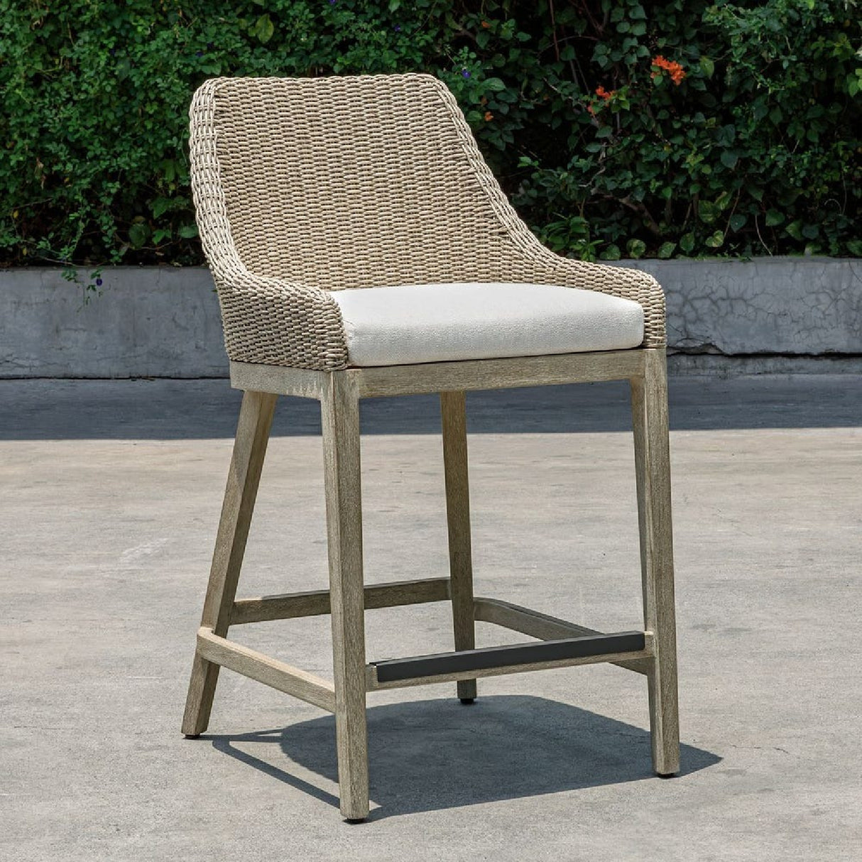   Modern European furniture - Beige Wicker Outdoor Counter Stool - www.oroa.com | Oroa.com