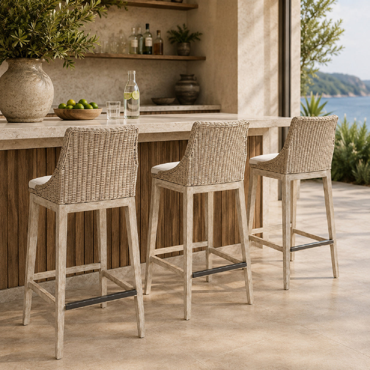   Modern European furniture - Cream Wicker Outdoor Bar Stool - www.oroa.com | Oroa.com